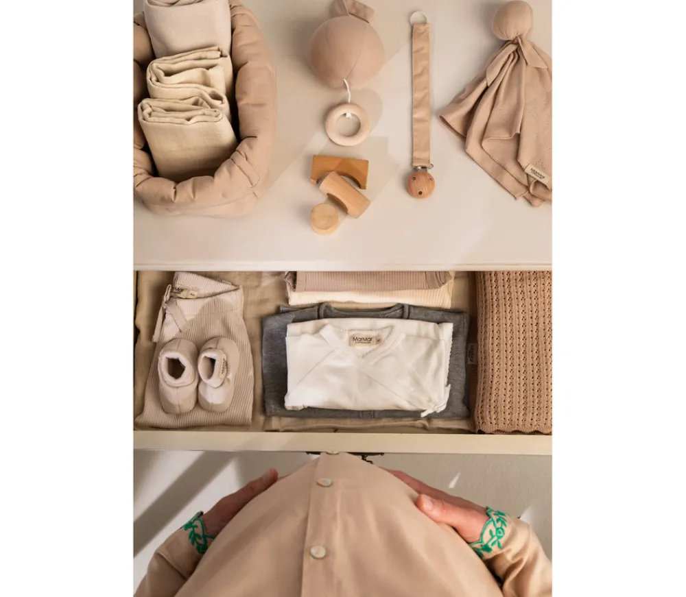 MarMar Copenhagen Quiltede kurve, 2 stk, Grey Sand-Børn Pusleopbevaring