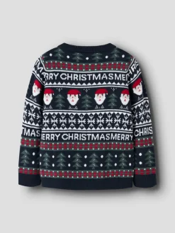 NAME IT Rastokka Striksweater - Dark Sapphire- Juletøj|Cardigans, Veste & Trøjer