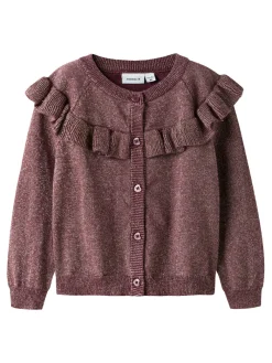 NAME IT Refraja Strikket Cardigan - Burgundy- Juletøj|Cardigans, Veste & Trøjer