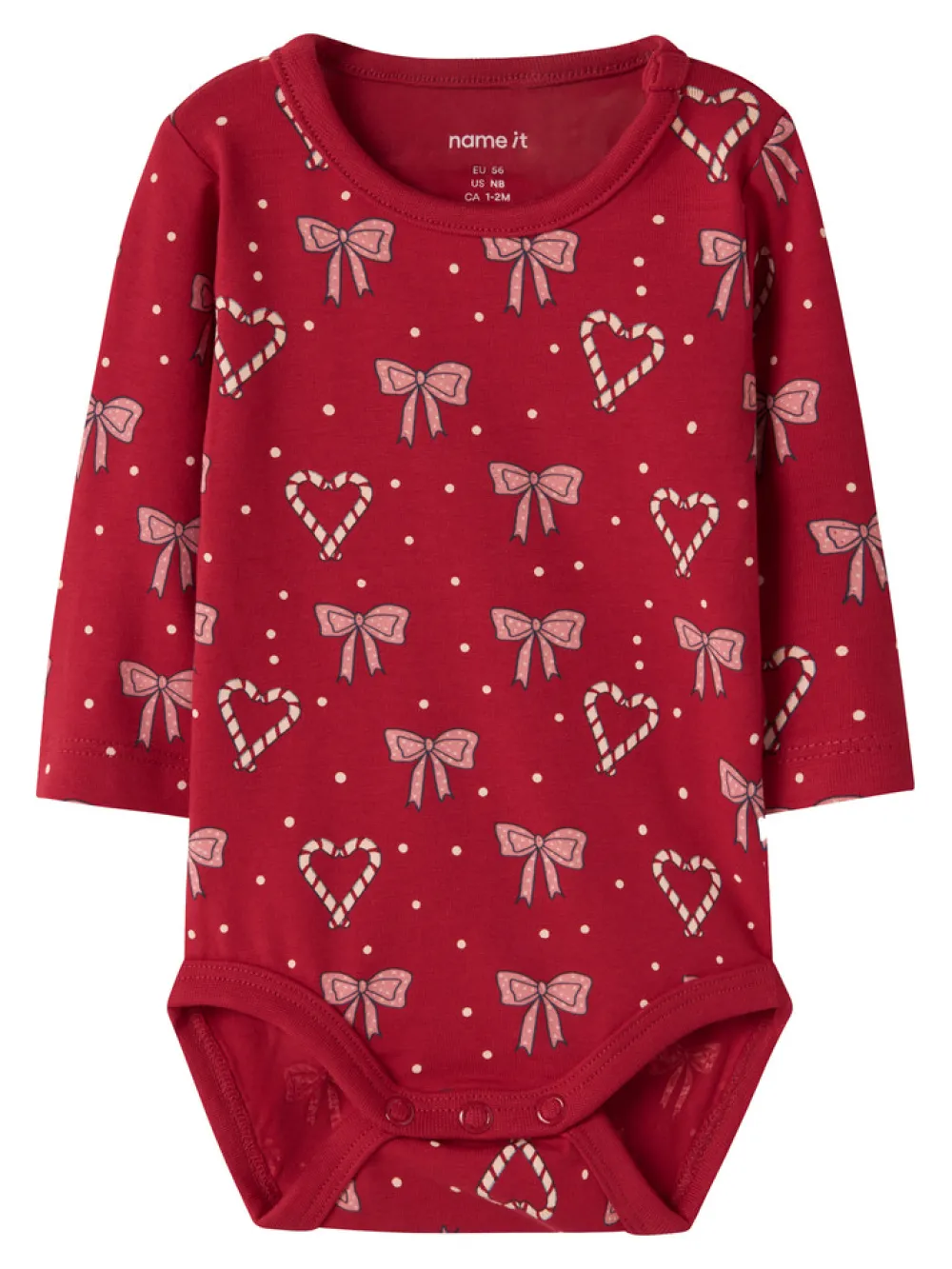 NAME IT Ri Langærmet Body - Jester Red- Bodystocking Langærmet|Juletøj