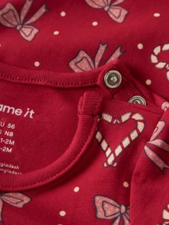 NAME IT Ri Langærmet Body - Jester Red- Bodystocking Langærmet|Juletøj