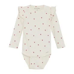 Minymo Rib Body Langærmet - med hjerteprint- Bodystocking Langærmet
