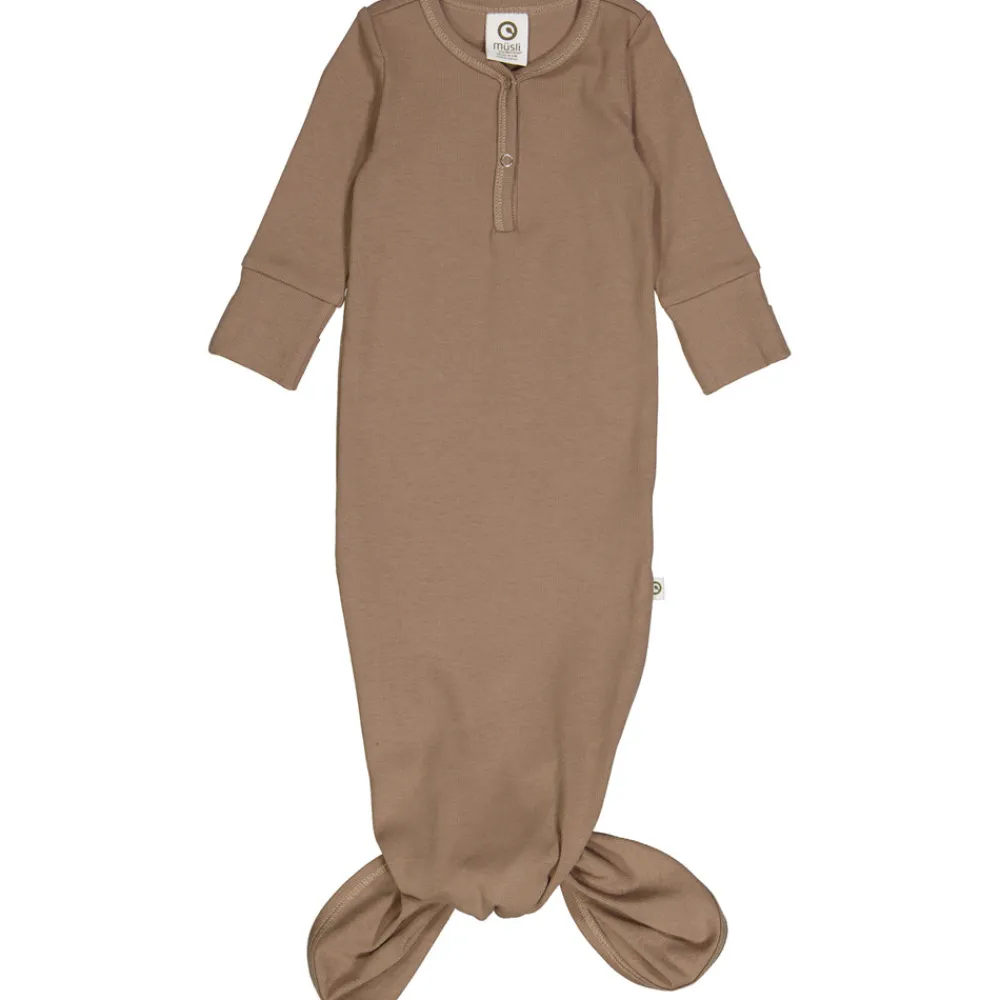 Müsli RIB soveposedragt med knude - Walnut- Heldragter M. Fod