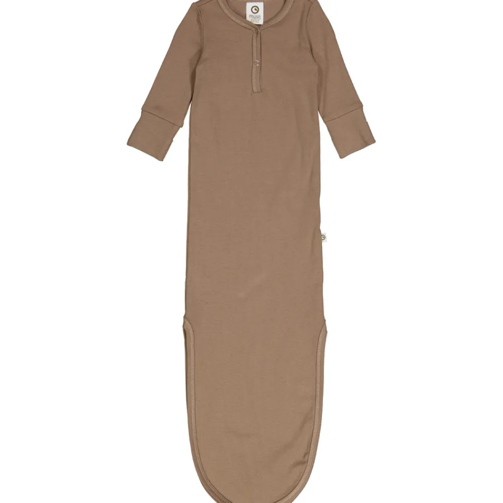 Müsli RIB soveposedragt med knude - Walnut- Heldragter M. Fod