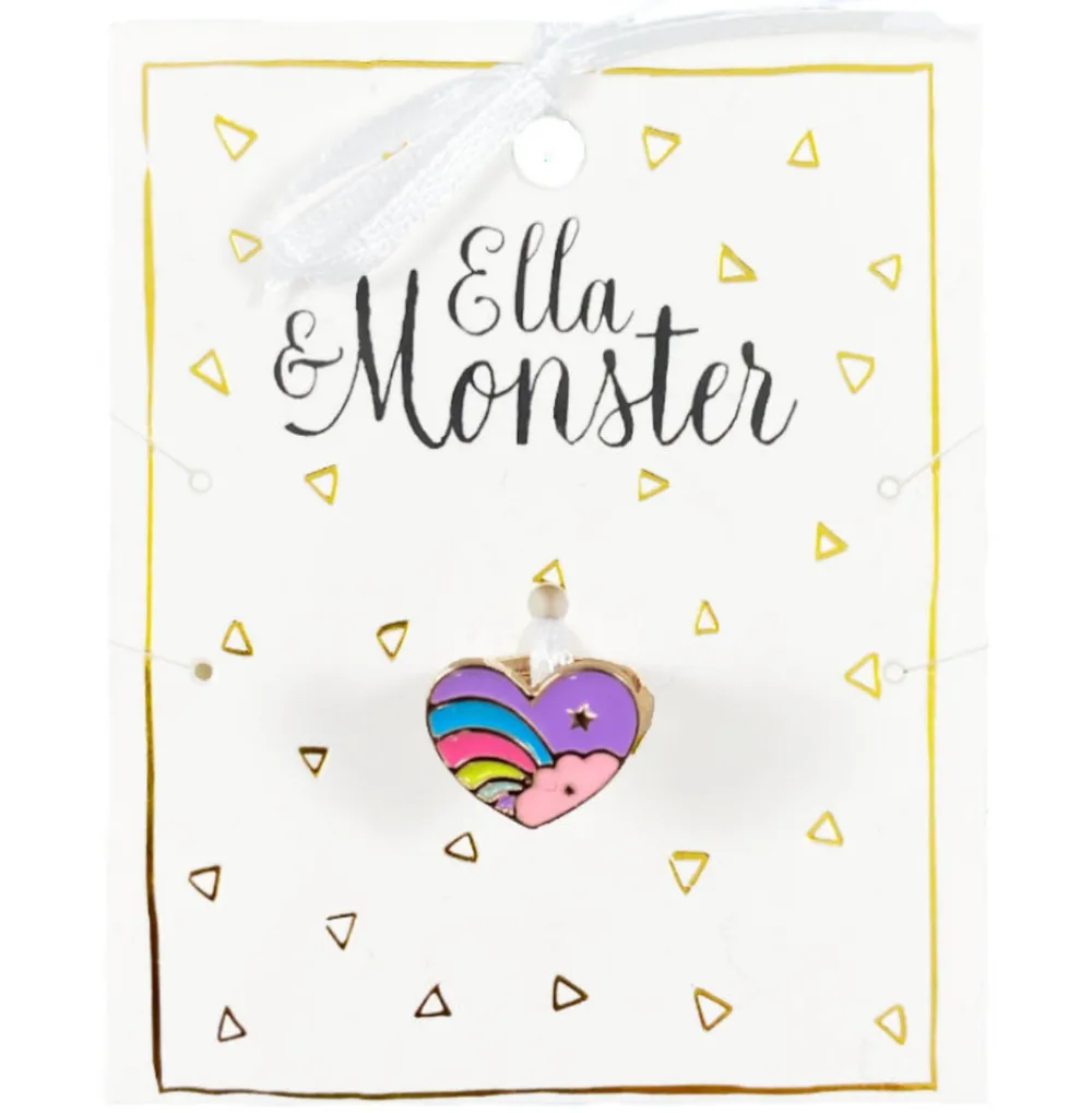 Ella & Monster Ring Rainbow Heart Purple- Festtøj & Tilbehør