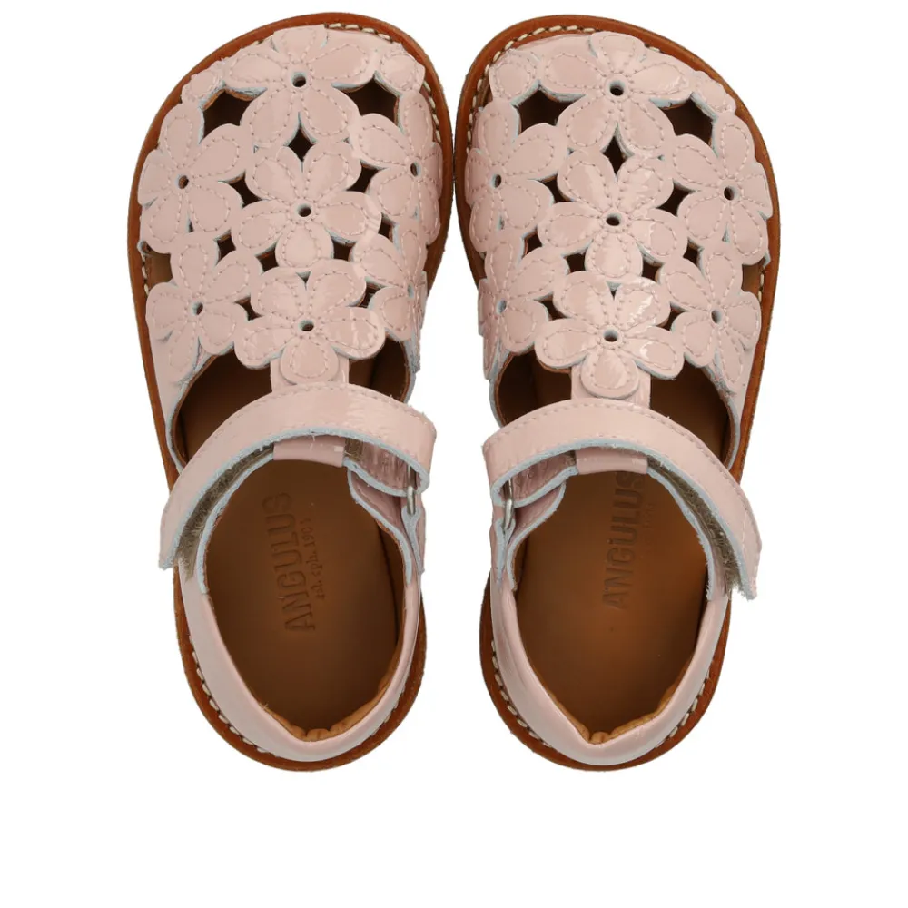 Angulus Sandal med blomster og velcro - Rosebud- Sandaler Med Lukket Tå