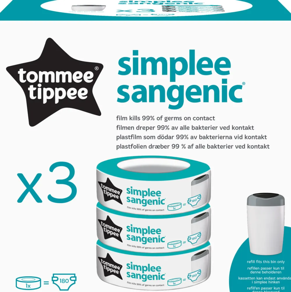 Tommee Tippee Sangenic Simplee blepose/Refill 3-pak- Pusleudstyr Diverse|Tilbehør Til Bad & Pleje