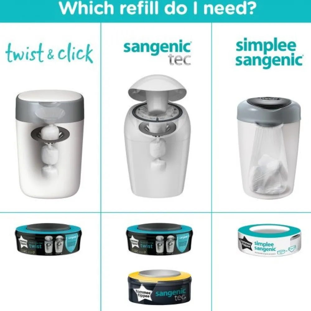 Tommee Tippee Sangenic Simplee Refill 1 stk- Pusleudstyr Diverse|Tilbehør Til Bad & Pleje