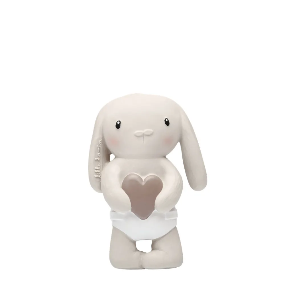 Lille Kanin Sanselegetøj - Brun hjerte- Bideringe & Rangler