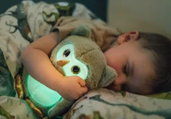 Teddykompaniet Selvlysende Ugle, plysdyr grøn, 25 cm- Bamser