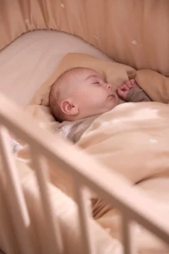 Filibabba Sengerand - Warm grey med broderet Christian hval-Børn Sengerande