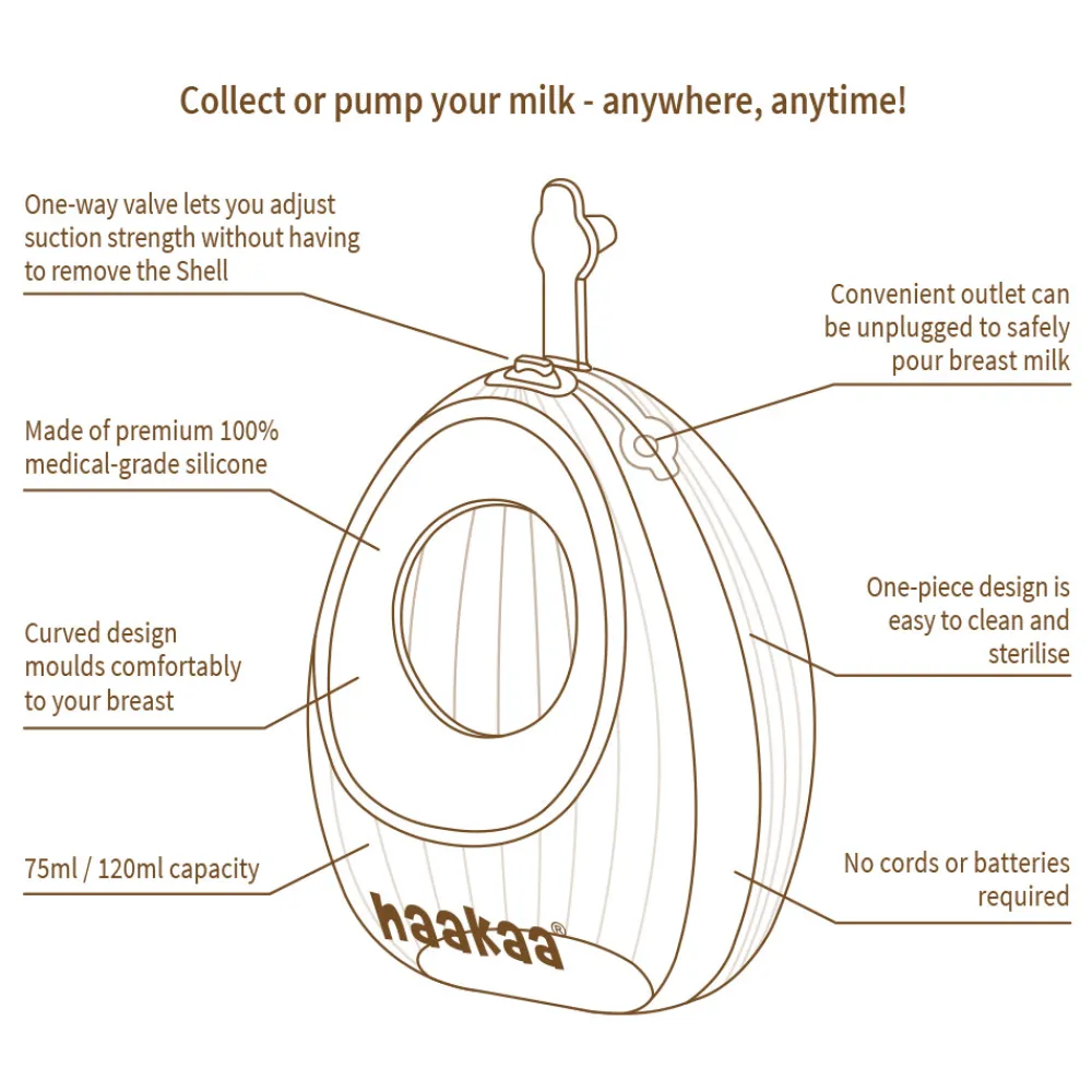 Haakaa Shell Silikone Brystpumpe 120ml- Brystpumper