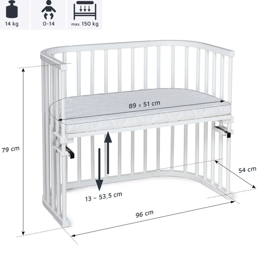 Babybay Side by Side seng, Maxi - Hvid-Børn Side By Side Senge