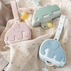 Done By Deer Silikone sutteholder Elphee Blå- Suttesnore Og Suttebokse