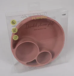 Filibabba Silikone tallerken ruminddelt - rose- Service