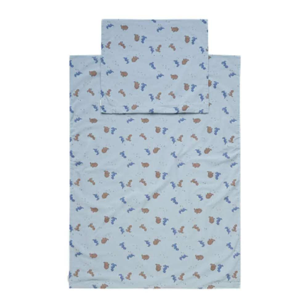 BeKids Silke babydyne med sengetøj - Blue fog-Børn Pakkeløsninger|Sengetøj