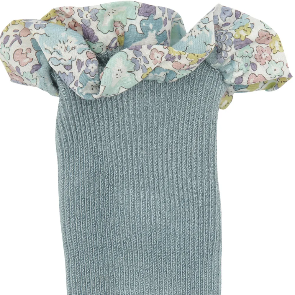 GOBABYGO Skridsikre Strømper - Liberty - Dusty Blue / Michelle Purple- Skridsikre Strømper