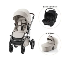 Britax Römer Smile 5Z lux inkl. liggedel og Baby-Safe Core autostol - soft taupe/space black- Kombivognspakker|Vognpakker