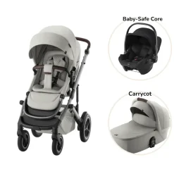 Britax Römer Smile 5Z lux inkl. liggedel og Baby-Safe Core autostol - linen grey/space black- Kombivognspakker|Vognpakker