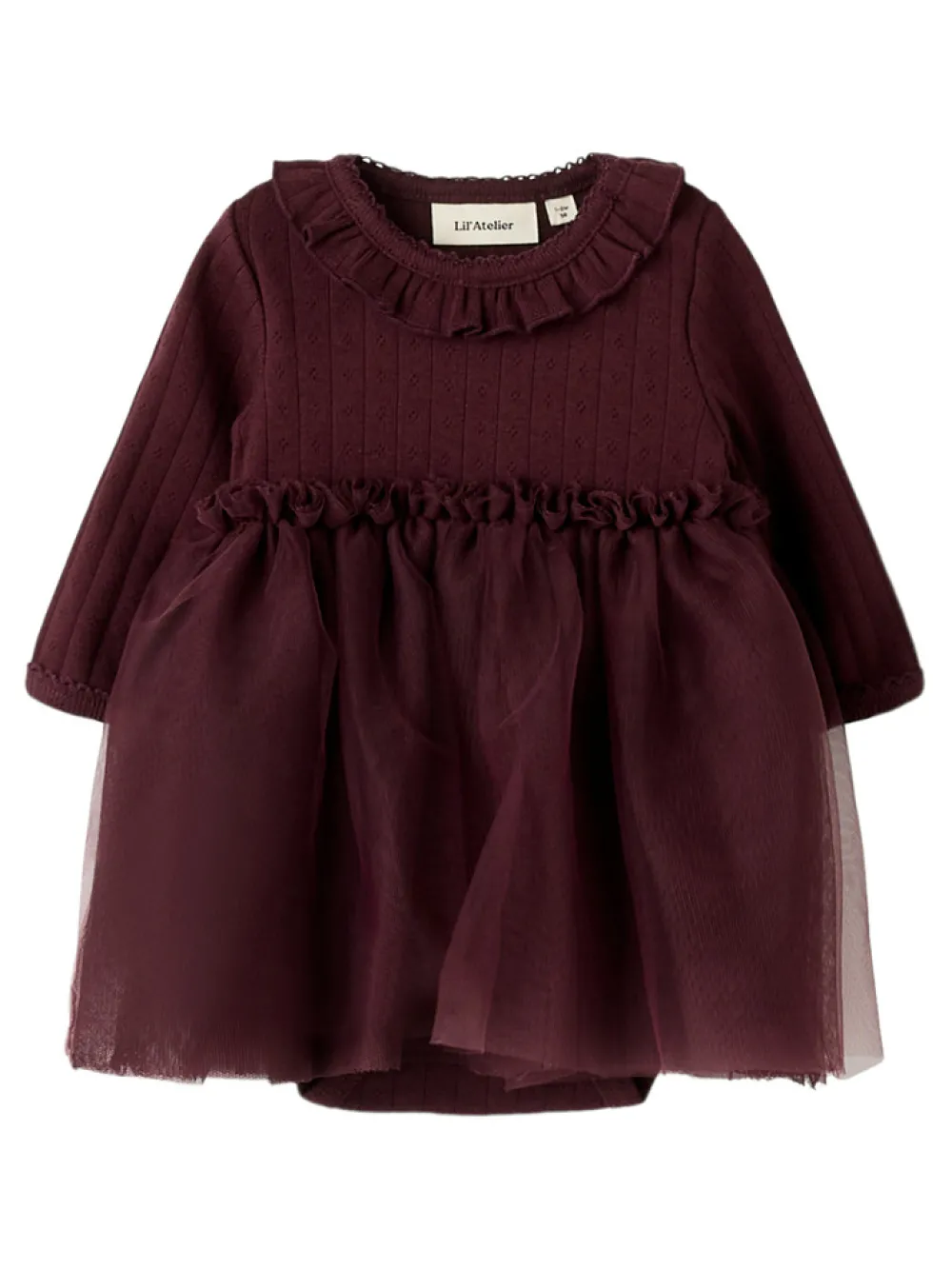 Lil' Atelier Solange Langærmet Tulle Bodykjole - Catawba Grape- Juletøj|Kjoler