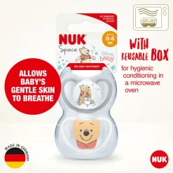 NUK Space Silicon S1 - Winnie The Pooh 2 stk- Sutter