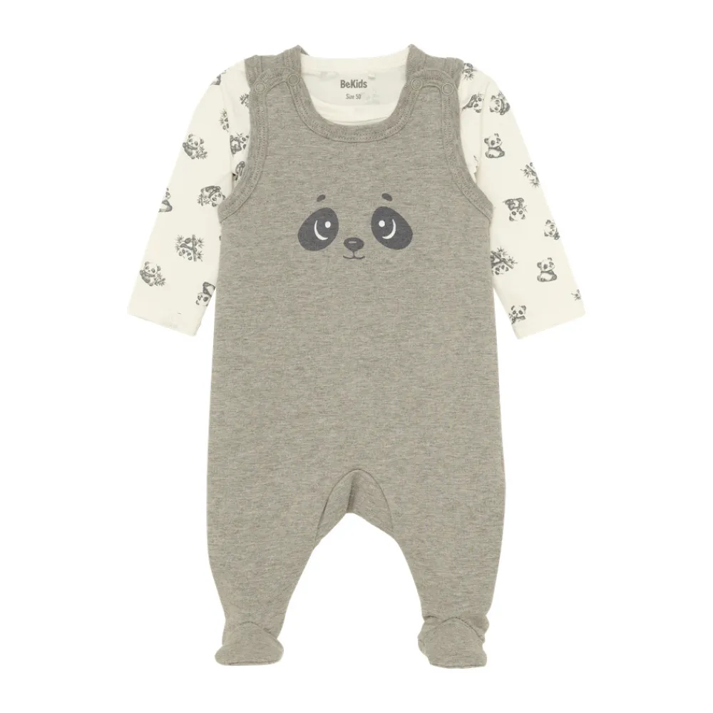 BeKids Sæt m. Body Langærmet+Overall - 9709- Bodysæt|Heldragter M. Fod