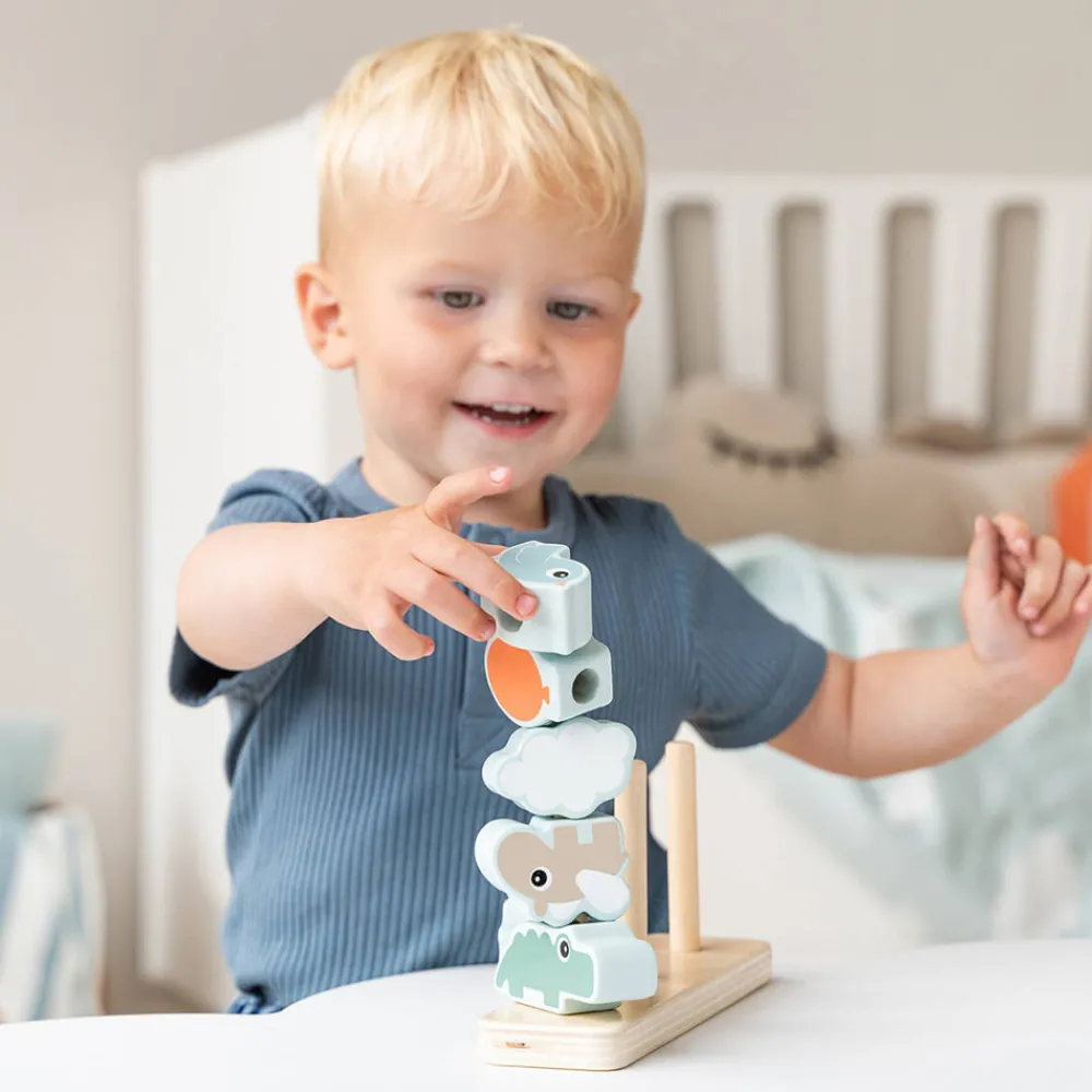 Done By Deer Stablelegetøj Happy clouds Farvemix- Stabelklodser