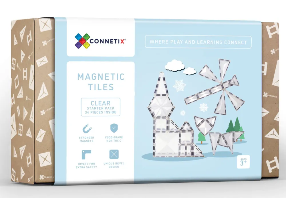 CONNETIX Starter Pack - magnetsæt 34 dele - clear- Magnetlegesæt