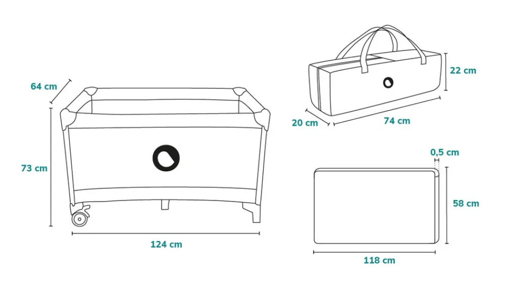 Lionelo Stefi kravlegrå grå - multicolor-Børn Rejsesenge & Kravlegårde