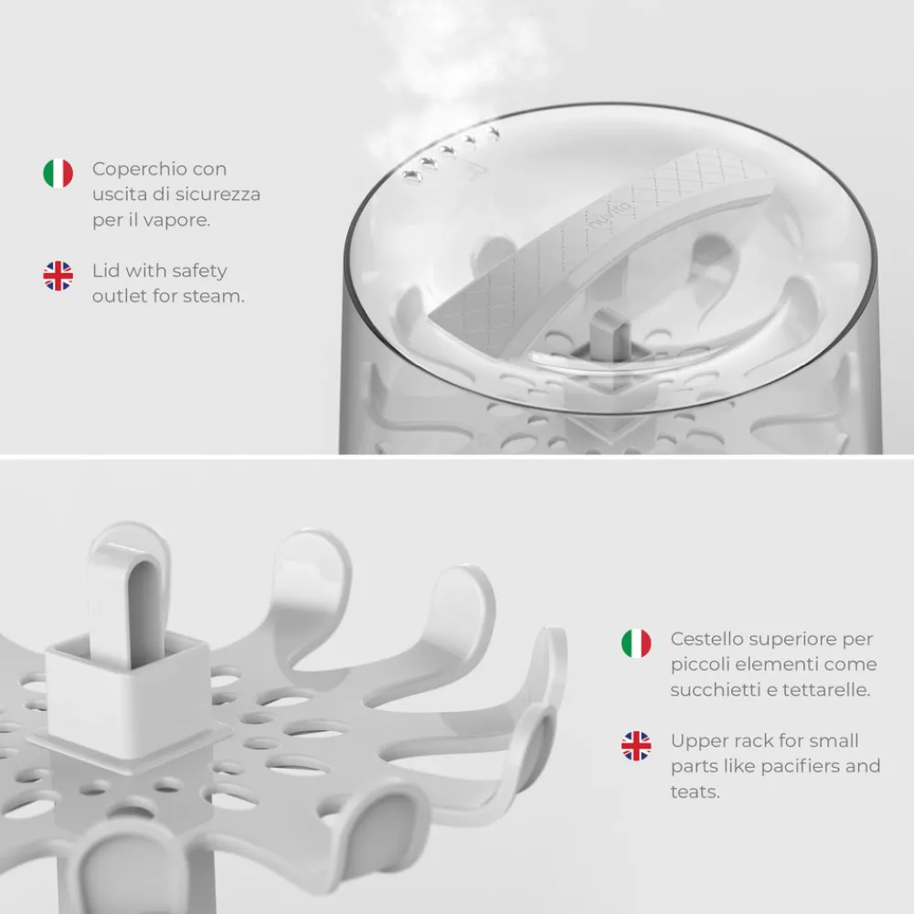 Nuvita STERIEASY – damp sterilisator- Tilberedning & Rengøring