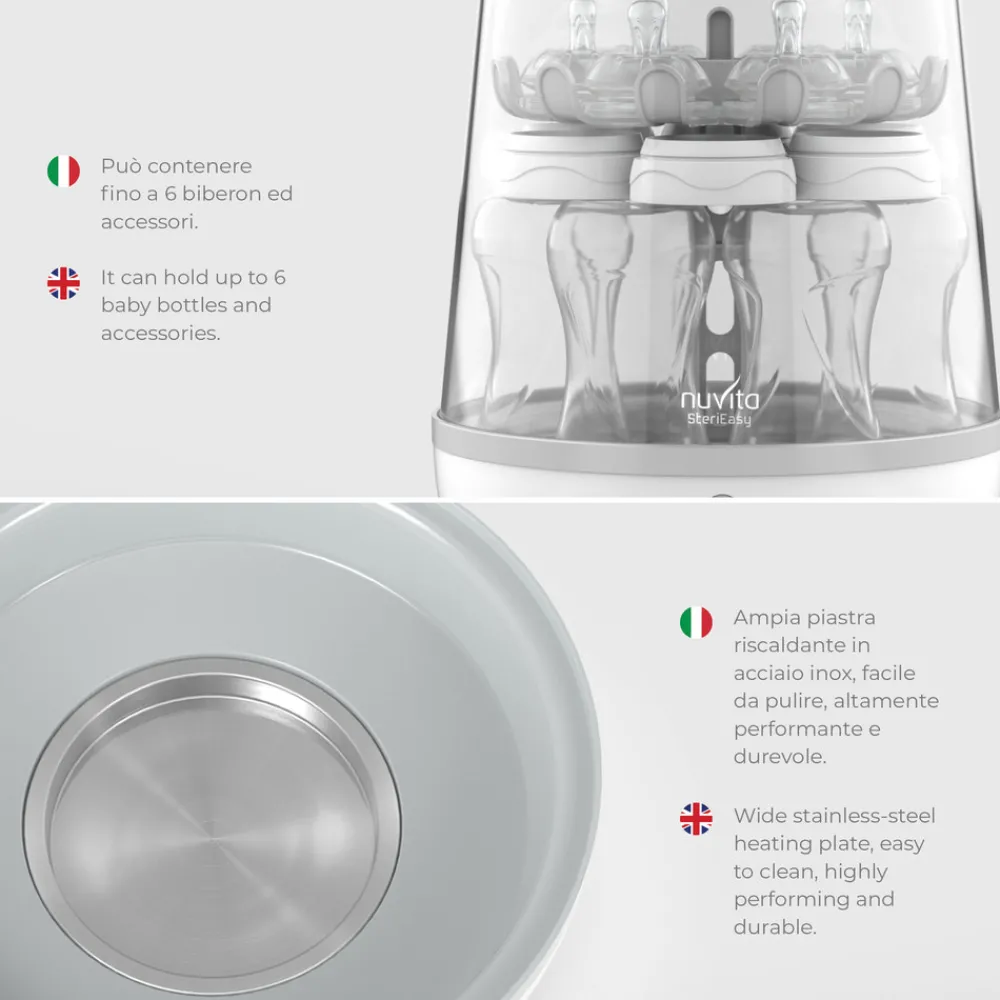 Nuvita STERIEASY – damp sterilisator- Tilberedning & Rengøring