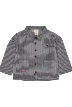 Copenhagen Colors Stribet twill jakke med lommer - NAVYSTRIPE- Skjorter