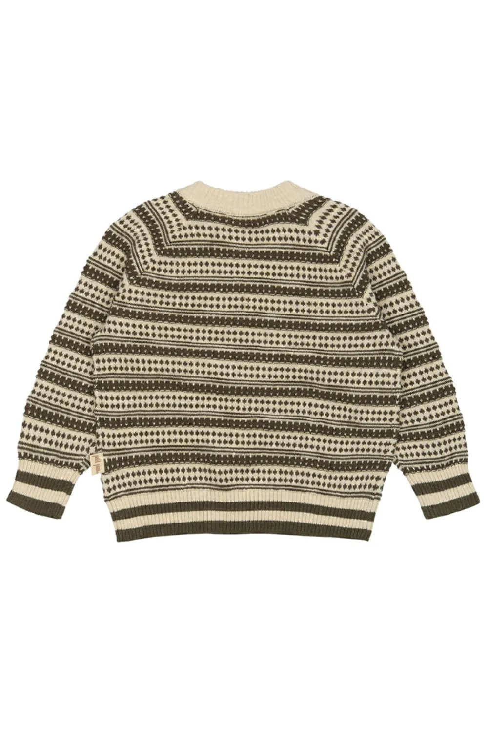 PETIT PIAO Striksweater - Dark Off White/Dusty Moss- Cardigans, Veste & Trøjer