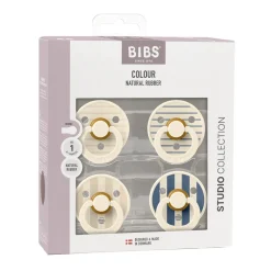 BIBS Studio Colour Sut 4pk Latex Str 1 - Pin Ivory/Blue- Sutter