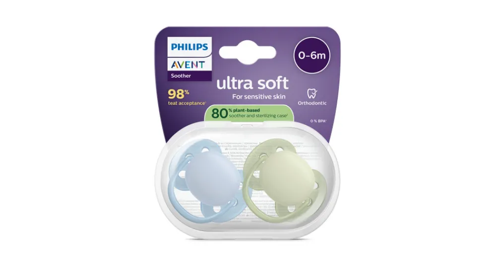 Philips Avent Sut Ultra soft, 0-6 m, grøn/blå- Sutter
