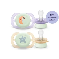 Philips Avent Sut, Ultra Start Night 0-2mdr.2 pk, l.lilla, beige- Sutter