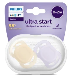 Philips Avent Sut, Ultra starter 0-2 mdr.2-pk,lyselilla og beige- Sutter