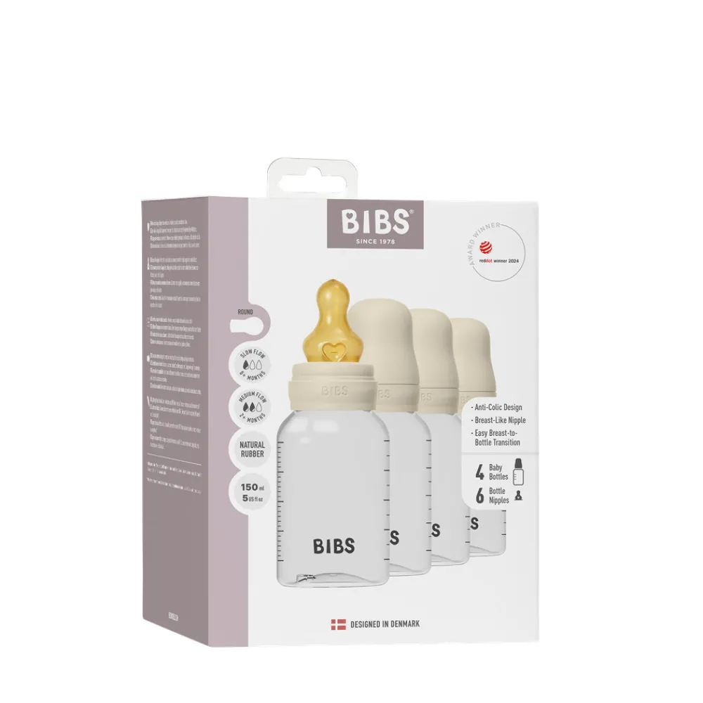 BIBS Sutteflaske Latex4pk 150 ml - Ivory- Sutteflasker