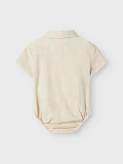 Lil' Atelier Tarou kortærmet løs body skjorte - BLEACHED- Bodystocking Kortærmet