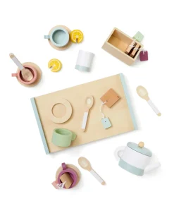 KIDSCONCEP Tesæt i træ, pastel- Køkkenleg
