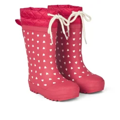 Angulus Thermogummistøvle - Red hearts- Lange Termostøvler