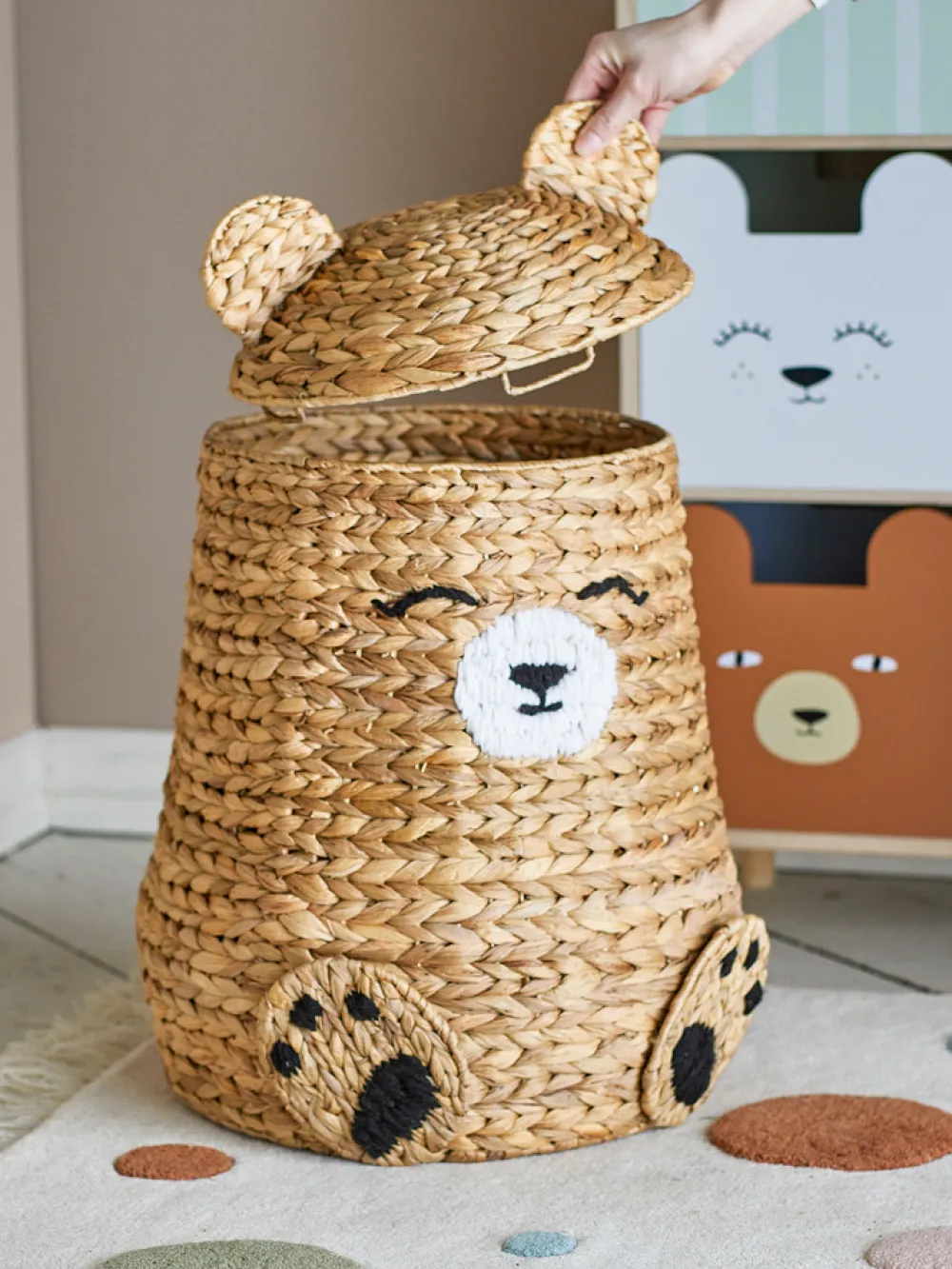 Bloomingvillemini Timone Kurv m/låg, Natur, Vandhyacint-Børn Kurve