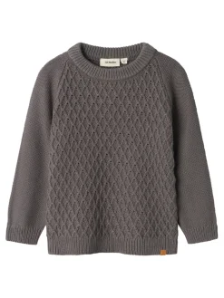 Lil' Atelier Tobie ls strik - PEWTER- Cardigans, Veste & Trøjer