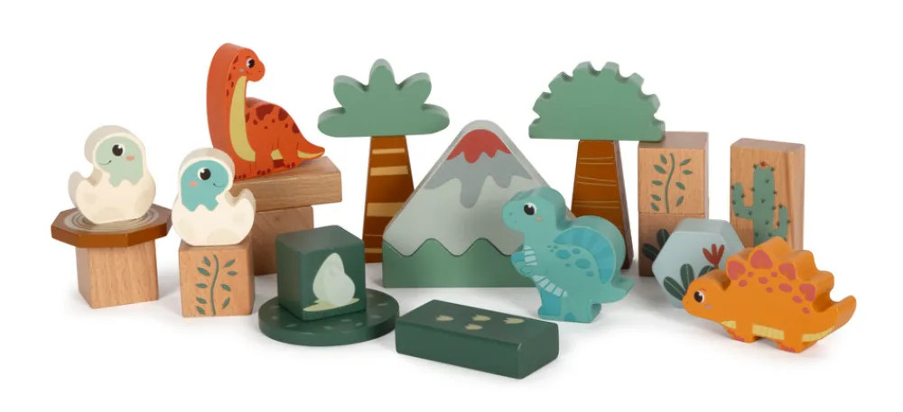 SMALL FOOT Træ byggeklodser Dino- Træklodser