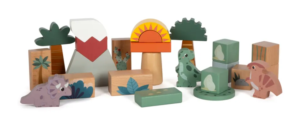 SMALL FOOT Træ byggeklodser Dino- Træklodser