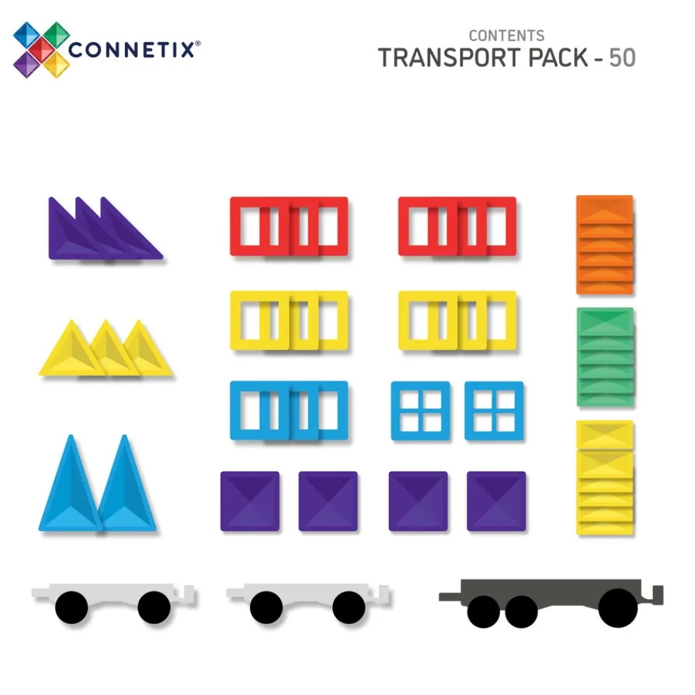 CONNETIX Transport Pack - magnetsæt 50 dele - rainbow- Magnetlegesæt