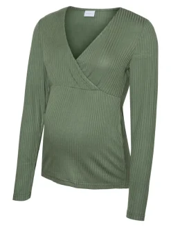 MamaLicious Trinity tess LS top - AGAVEGREEN- Overdele