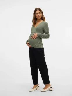 MamaLicious Trinity tess LS top - AGAVEGREEN- Overdele