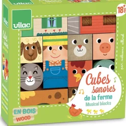 Vilac Træklodser med lyd - Bondegårdsdyr- Træklodser