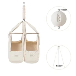 Moonboon Tvillingeslyngevugge inkl. stativ og motor - Natur-Børn Pakkeløsninger|Slyngevugger